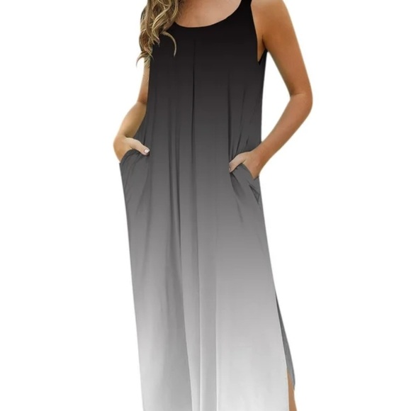 Dresses & Skirts - Gray and White Sleeveless Maxi Dress